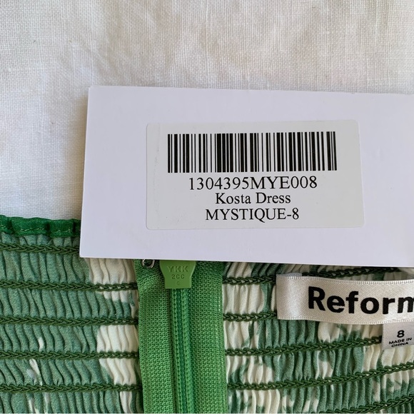 NWT Reformation Kosta Silk Skinny Strap A Line Mini Dress Green Floral Mystique - Picture 11 of 14